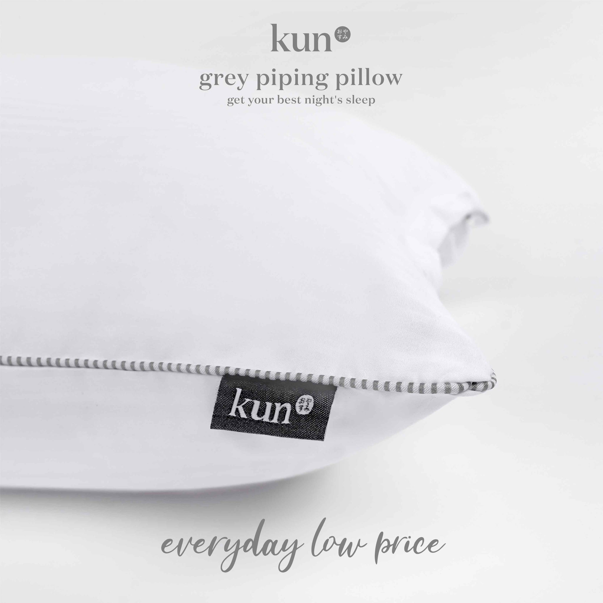 [Kun Official] Grey Piping Hotel Pillow