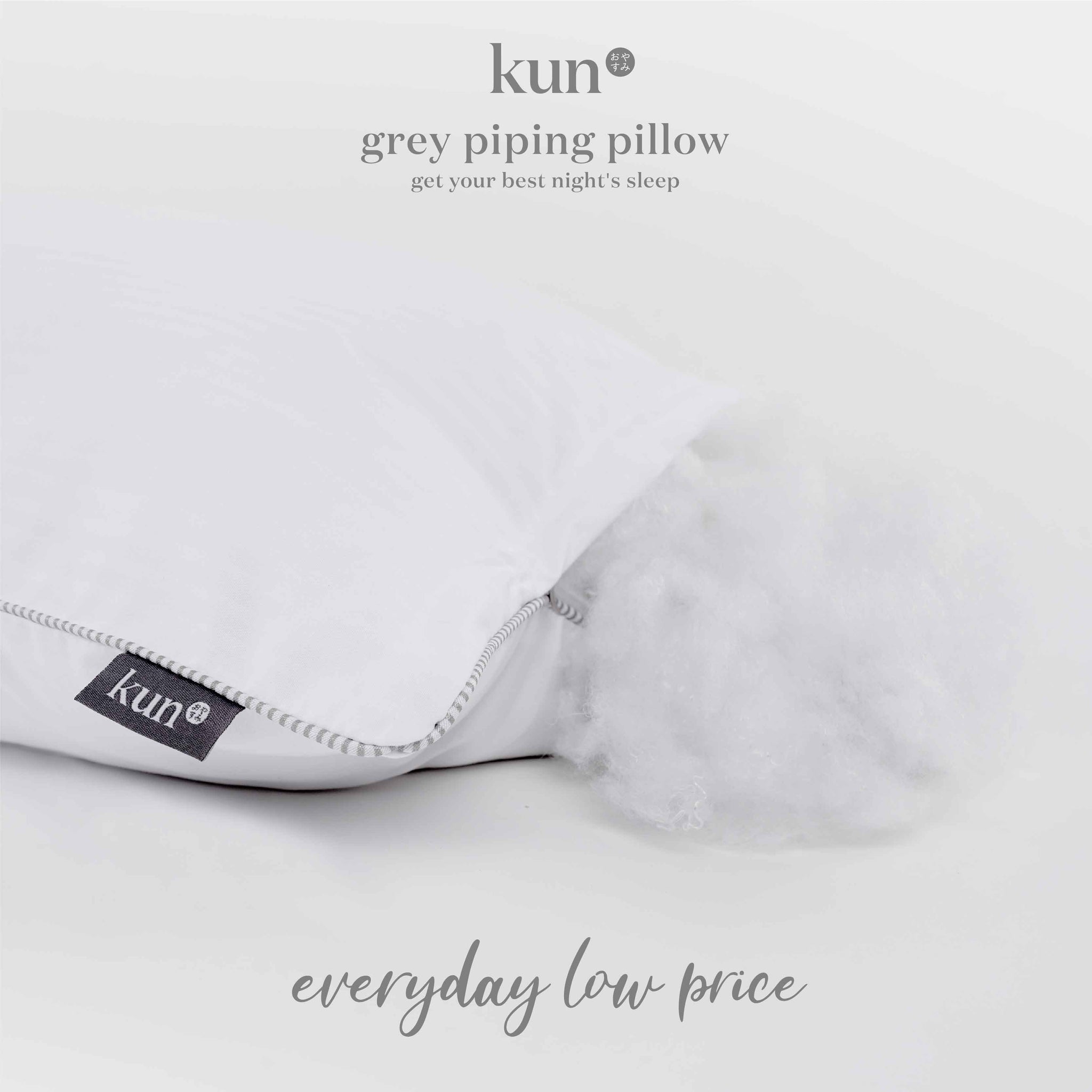 [Kun Official] Grey Piping Hotel Pillow